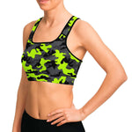 Melon Green Camo Sports Bra