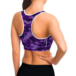 Women's All Purple Camouflage Athletic Sports Bra Model Right