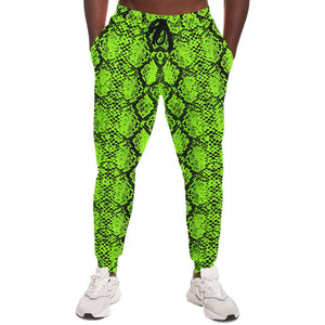 Unisex Neon Green Highlighter Snakeskin Pattern Joggers