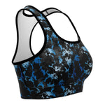 Women's Blue Gilded Marble Athletic Sports Bra Right