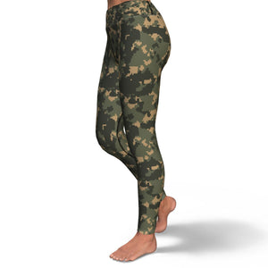 Women's Digital Army Camouflage High-Waisted Yoga Leggings Left