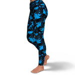 Women's Blue Digital Camouflage High-waisted Yoga Leggings Left