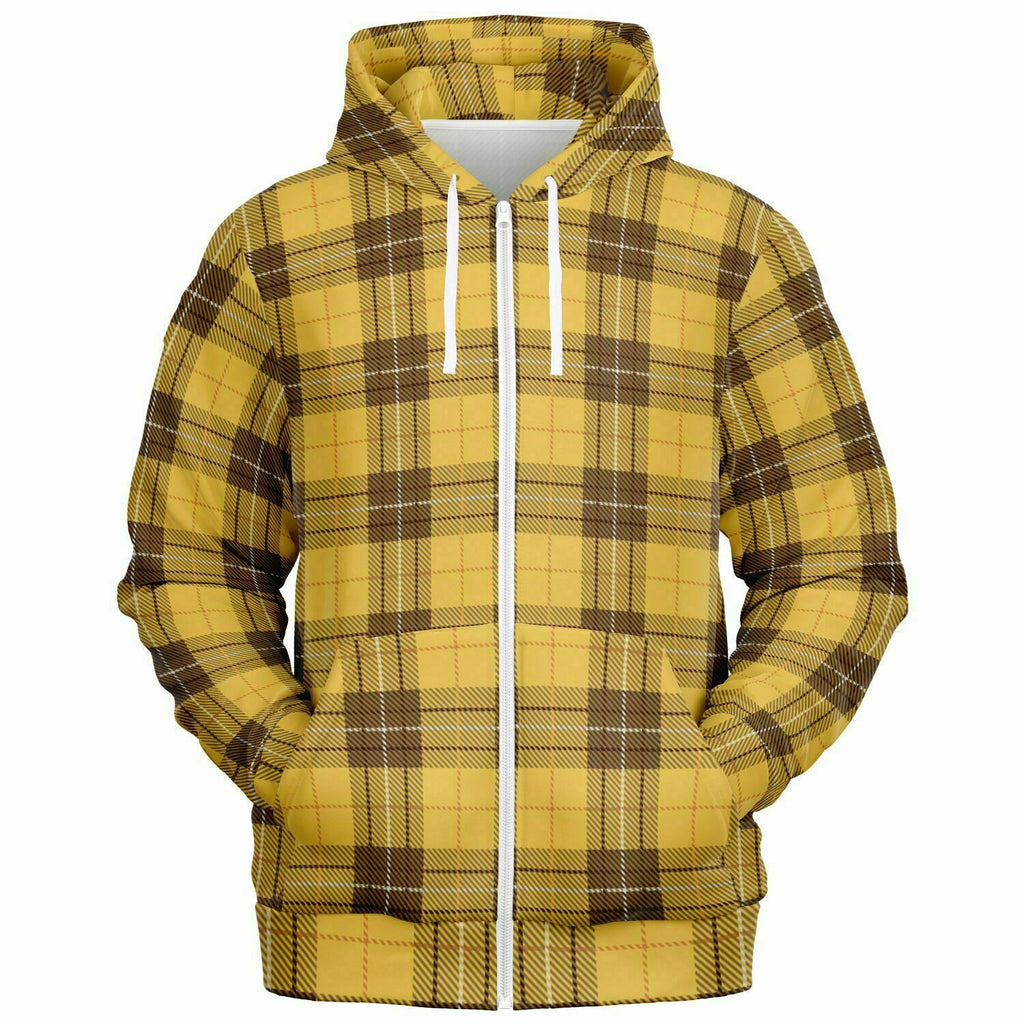 Unisex Yellow All Girls Prep School Plaid Zip-Up Hoodie