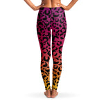 Women's Red Yellow Gradient Leopard Cheetah Print Mid-rise Yoga Leggings Back