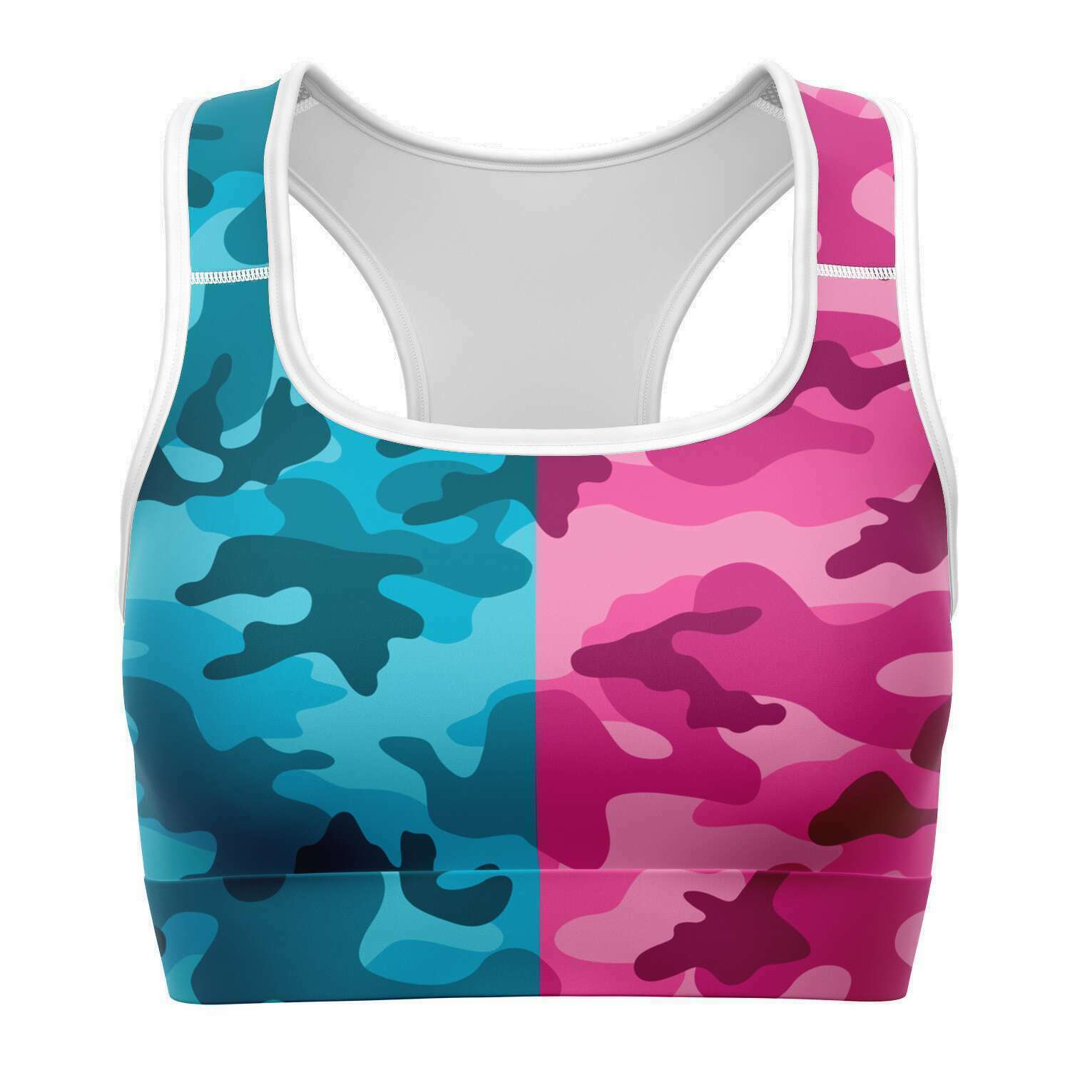 Women's All Cyan Pink Camouflage Athletic Sports Bra