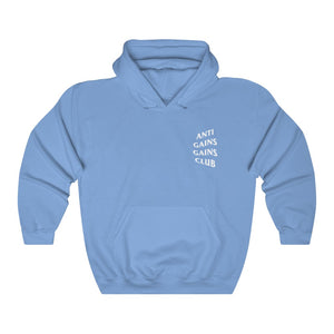 Light Powder Blue Unisex Anti Gains Social Club Gym Fitness Weightlifting Powerlifting CrossFit Muscle Hoodie Front