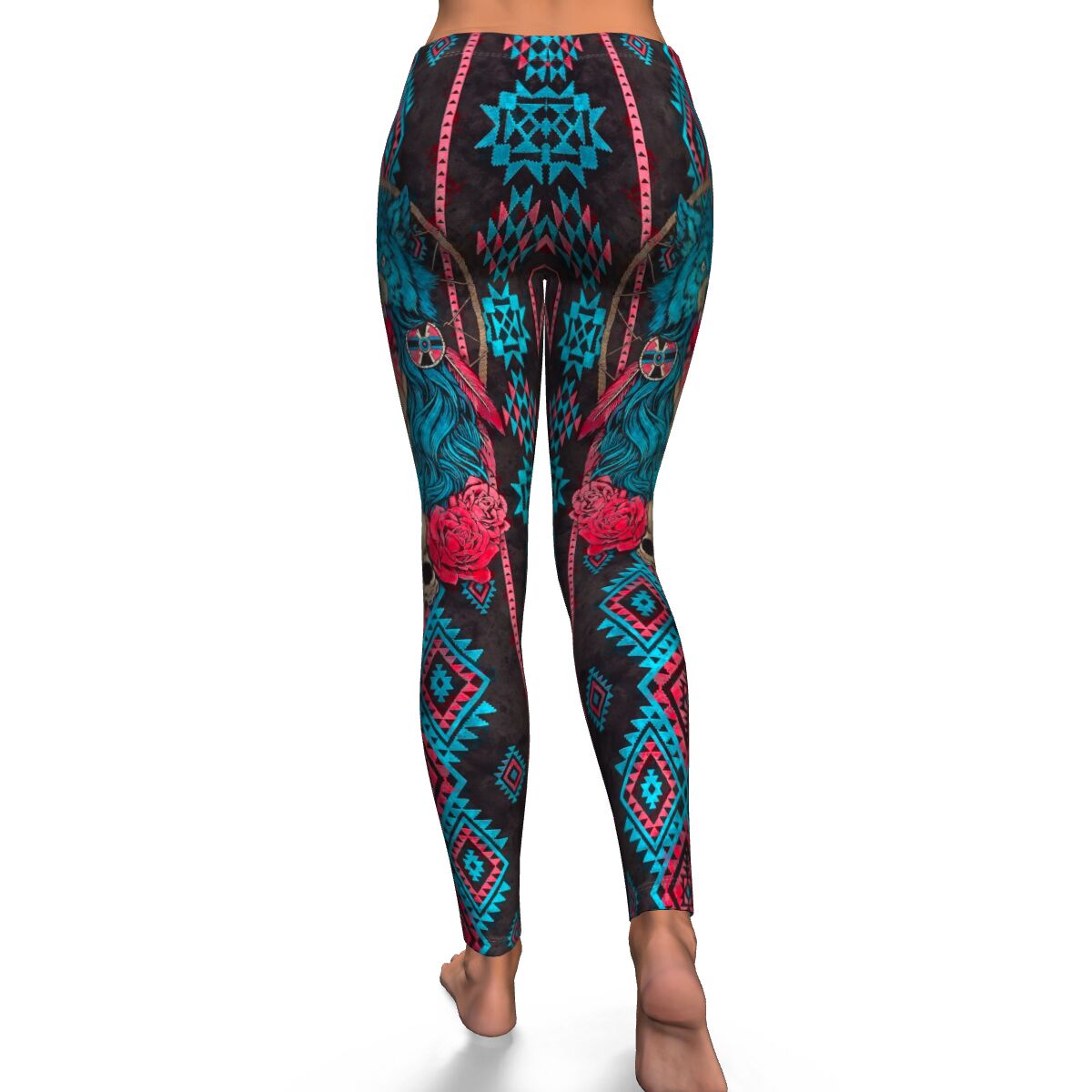 Women's Warrior Princess Tribal Mid-rise Yoga Leggings Back