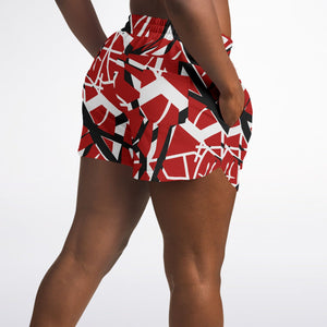 80s EVH Red Rock Roll Music Frankenstrat Guitar Stripes Athletic Running Shorts