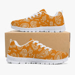 Women's Classic Orange White Paisley Bandana Gym Sneakers