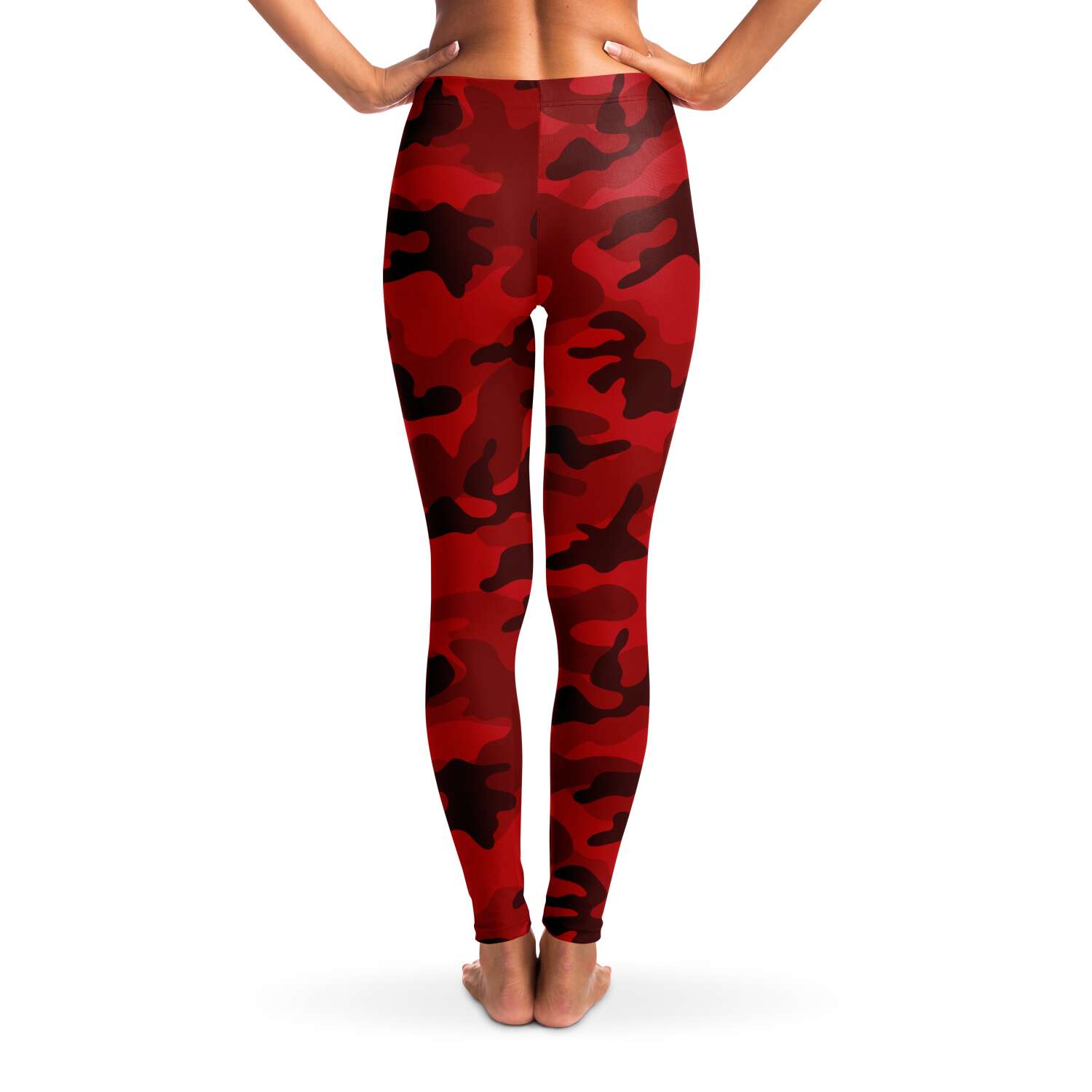 Women's All Red Camouflage Mid-rise Yoga Leggings Back