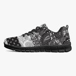 Black White Paisley Patchwork Sneakers