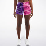 Women's Mid-rise All Purple Pink Camouflage Athletic Booty Shorts