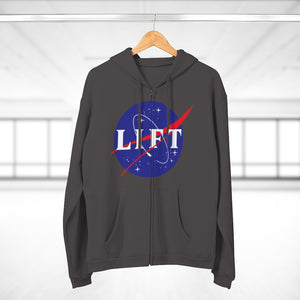 Men's Dark Grey NASA LIFT Heavy Space Gym Workout Unisex Zipper Hoodie Hangar