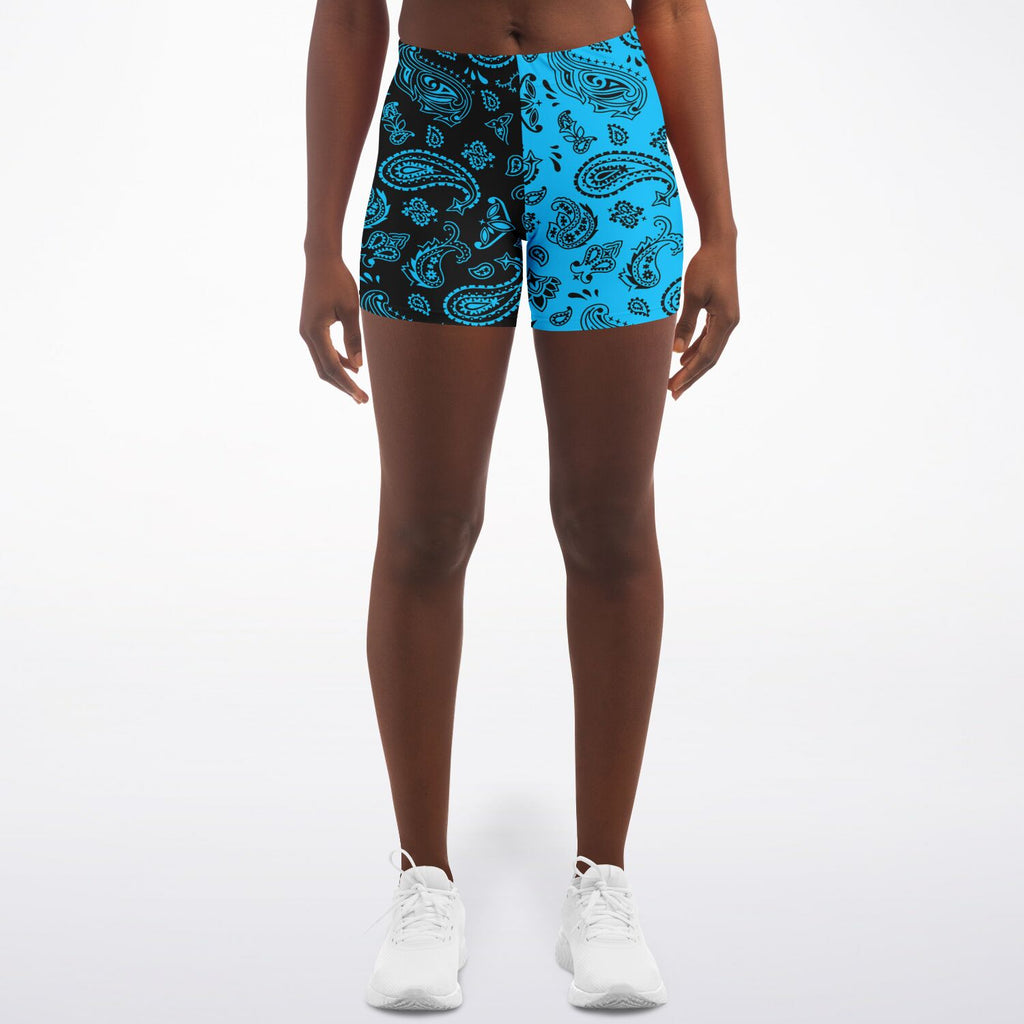 Half Black Blue Paisley Shorts