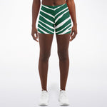 Women's New York Football Green Wild Zebra Stripe Animal Pattern Athletic Booty Shorts