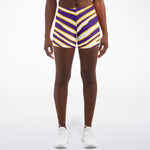 Women's Minnesota Football Purple Gold Wild Zebra Stripe Animal Pattern Mid-rise Athletic Booty Shorts