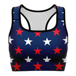 Women's Red White  Blue American All-Star Athletic Sports Bra