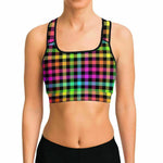 Rainbow Plaid Sports Bra