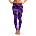Women's All Purple Camouflage Mid-rise Yoga Leggings