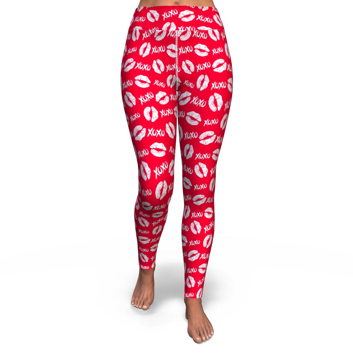 Women's Xs & Os Valentine's Day Kisses High-waisted Yoga Leggings Front