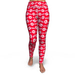 Women's Xs & Os Valentine's Day Kisses High-waisted Yoga Leggings Front