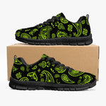 Women's Highlighter Green Paisley Gym Workout Running Sneakers