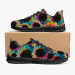 Women's Trippy Tie-Dye Electric Rave Rainbow Sunflowers Running Sneakers Shoes