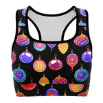 Women's Colorful Christmas Ornaments Athletic Sports Bra