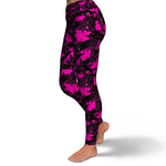 Women's Black Pink Digital Camouflage High-waisted Yoga Leggings Left