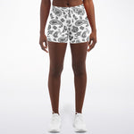 White Black Paisley Shorts