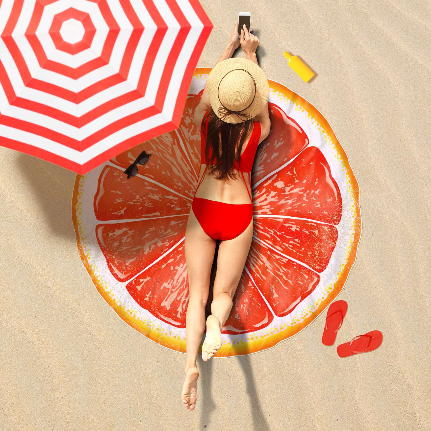 Fresh Grapefruit Fruit Slice Summer Party Beach Blanket Towel