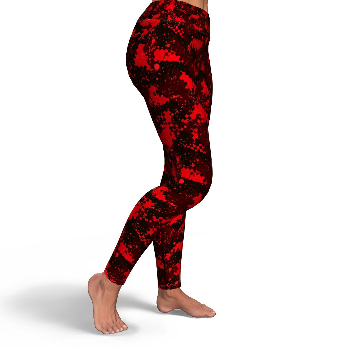 Women's Red Digital Camouflage High-waisted Yoga Leggings Right