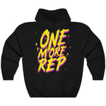 Black Yellow One More Rep Graffiti Paint  Gym Fitness Weightlifting Powerlifting CrossFit Hoodie Back
