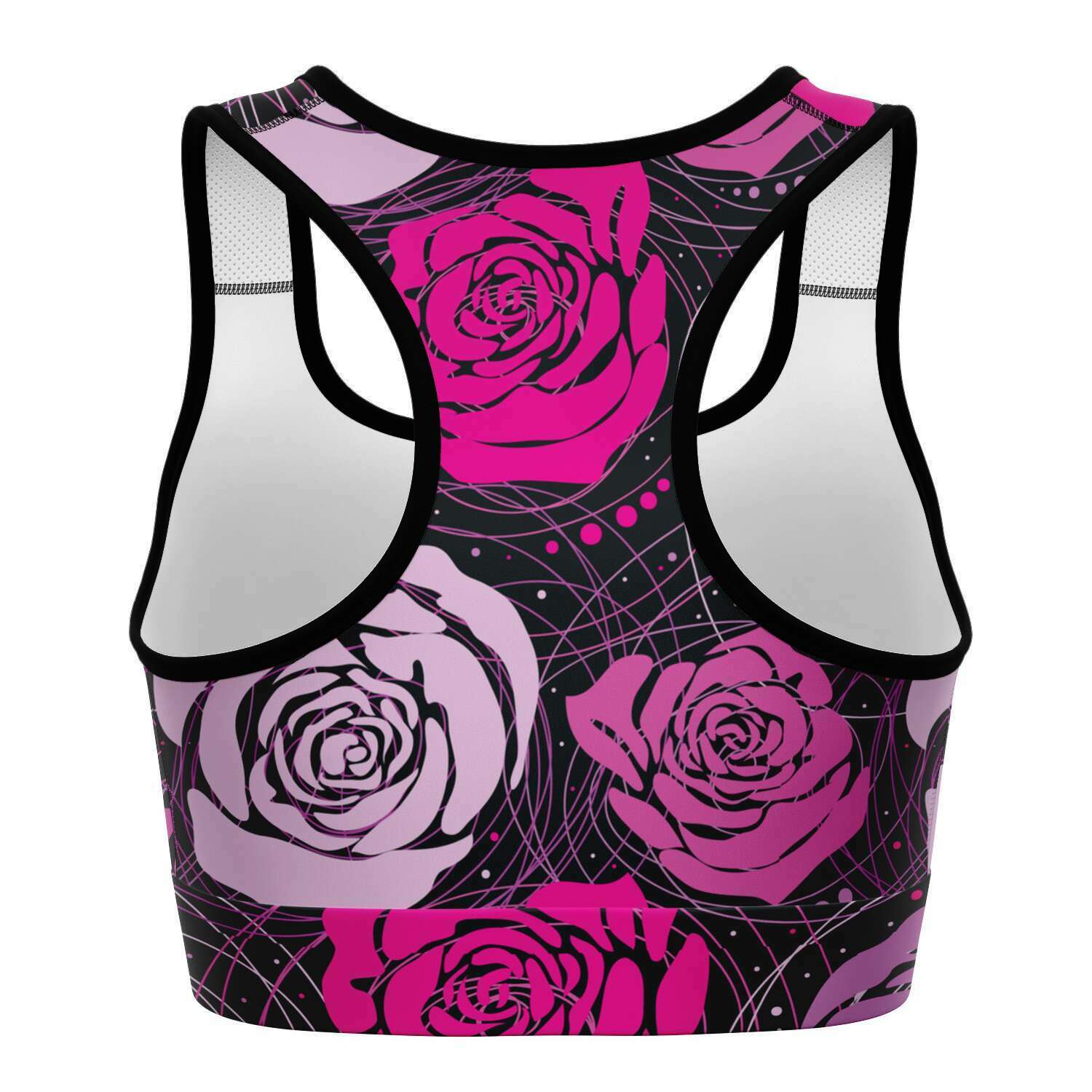 Women's Abstract Roses Athletic Sports Bra Back