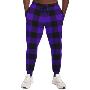 Women's Purple Lumberjack Plaid Tartan Mid-Rise Athletic Booty Shorts