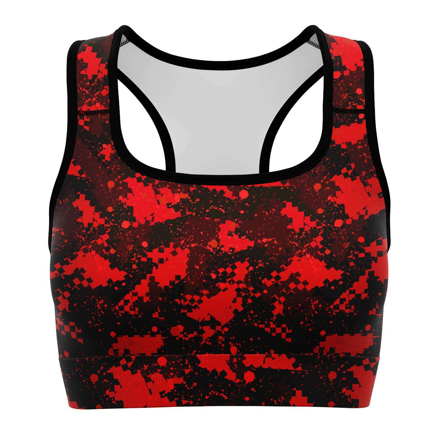 Women's Red Digital Camouflage Athletic Sports Bra Front