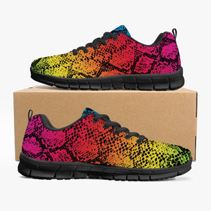Women's Rainbow Gradient Snakeskin Reptile Print Workout Gym Sneakers Shoes