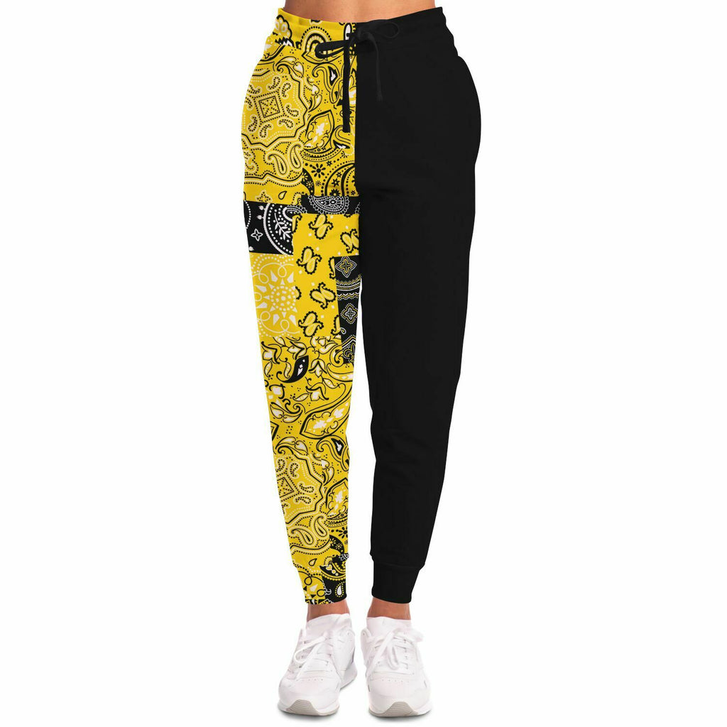 Yellow Two-Tone Patchwork Paisley Joggers