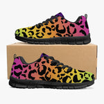 Women's Rainbow Gradient Leopard Cheetah Gym Workout Running Sneakers