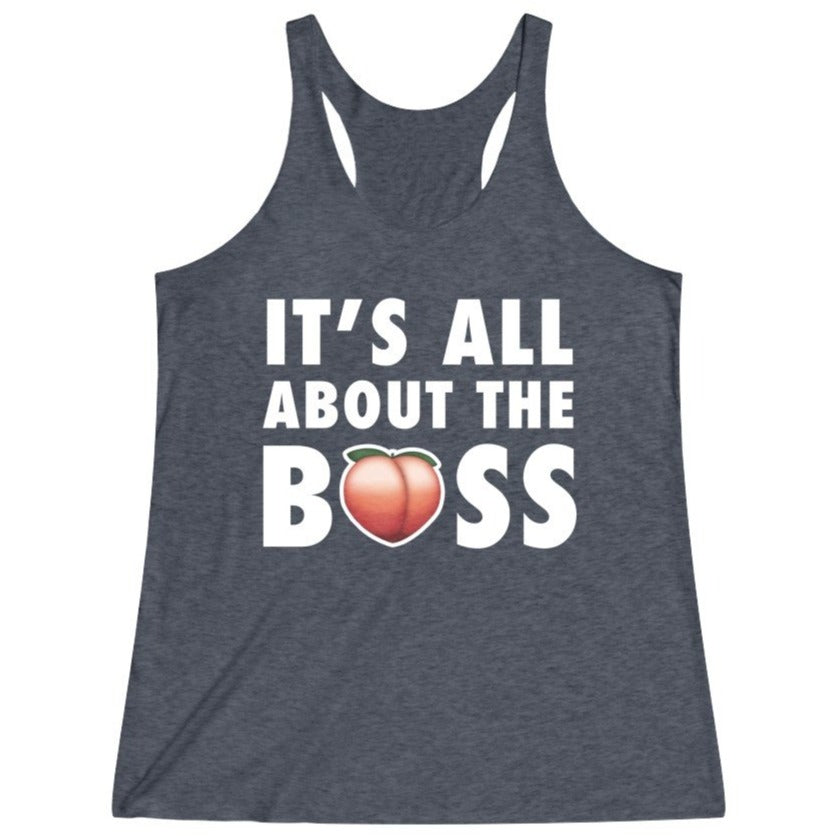 Women's Blue It's All About The Bass Fitness Gym Racerback Tank Top