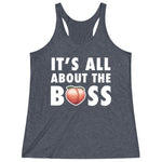 Women's Blue It's All About The Bass Fitness Gym Racerback Tank Top