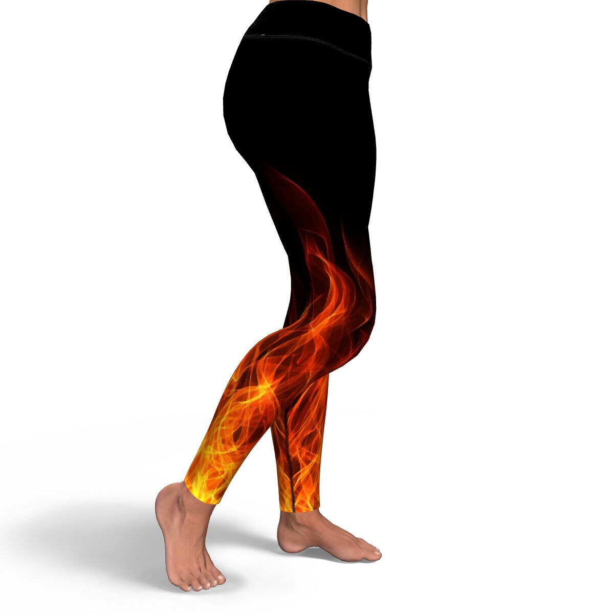 Women's Witchy Woman Hot Rod Fire High-Waisted Yoga Leggings Right