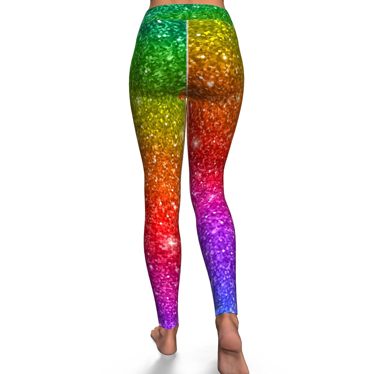 Women's Rainbow Sparkle High-waisted Glitter Yoga Fitness Leggings