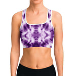 Women's Purple Monotone Tie-Dye Athletic Sports Bra Model Front