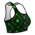 Women's Four Leaf Green Victorian Ferry Clover Athletic Sports Bra Right