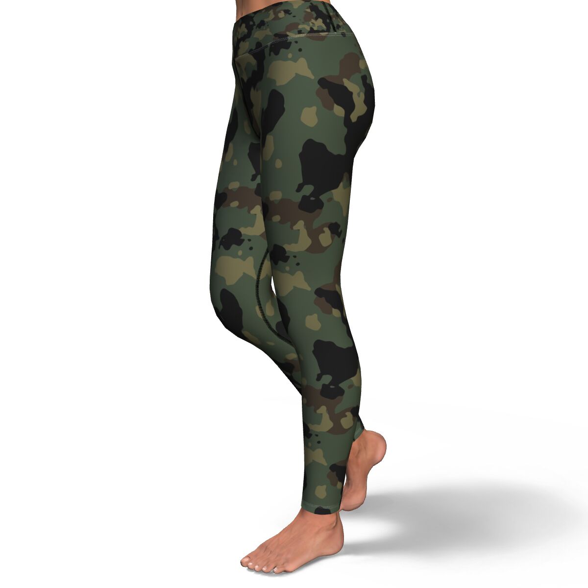 Women's Deep Jungle Camouflage High-waisted Yoga Leggings Left