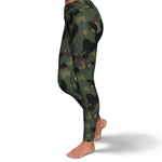 Women's Deep Jungle Camouflage High-waisted Yoga Leggings Left