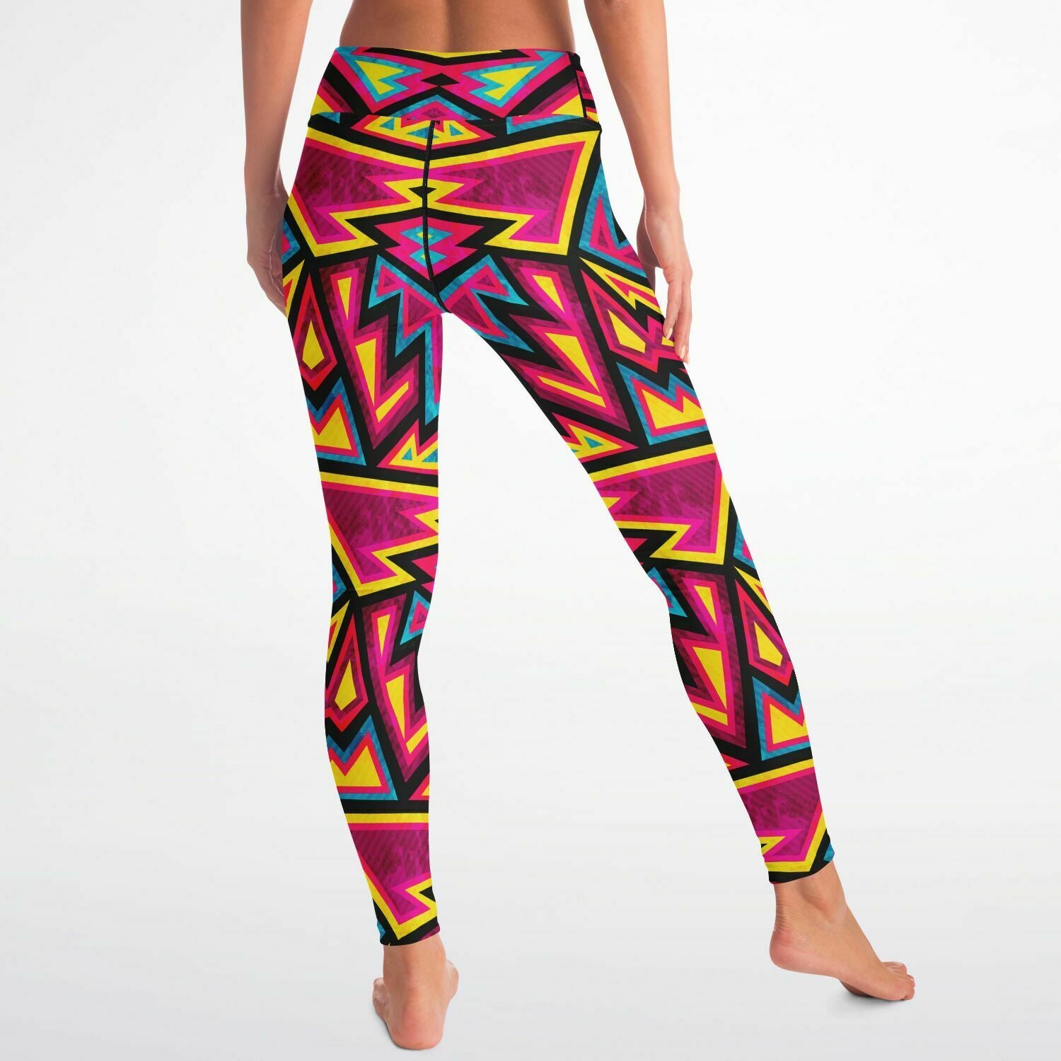 Women's Ultimate Neon Raver Warrior High-waisted Yoga Leggings Back