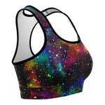 Women's Rainbow Galaxy Night Stars Athletic Sports Bra Right