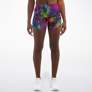 Women's Rainbow Stars Outer Space Galaxy Athletic Booty Shorts